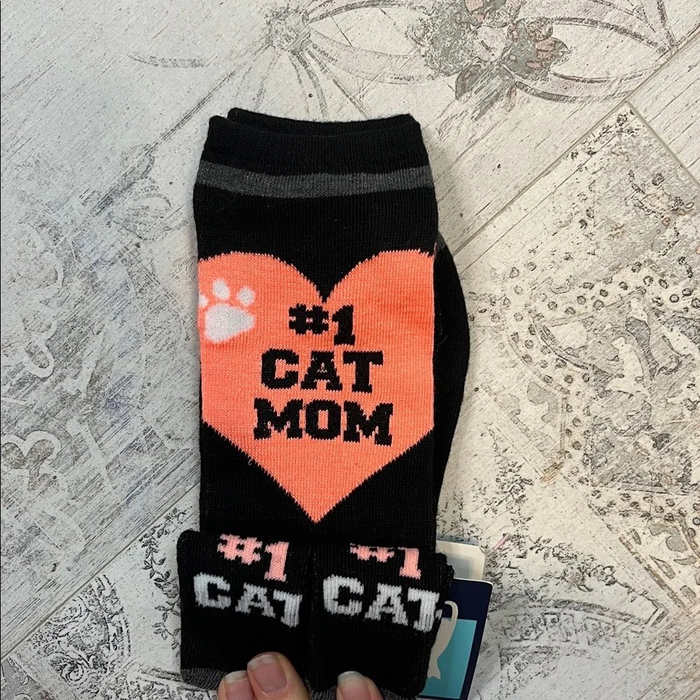 Black and Pink #1 Cat Mom Matching Socks #1 Cat